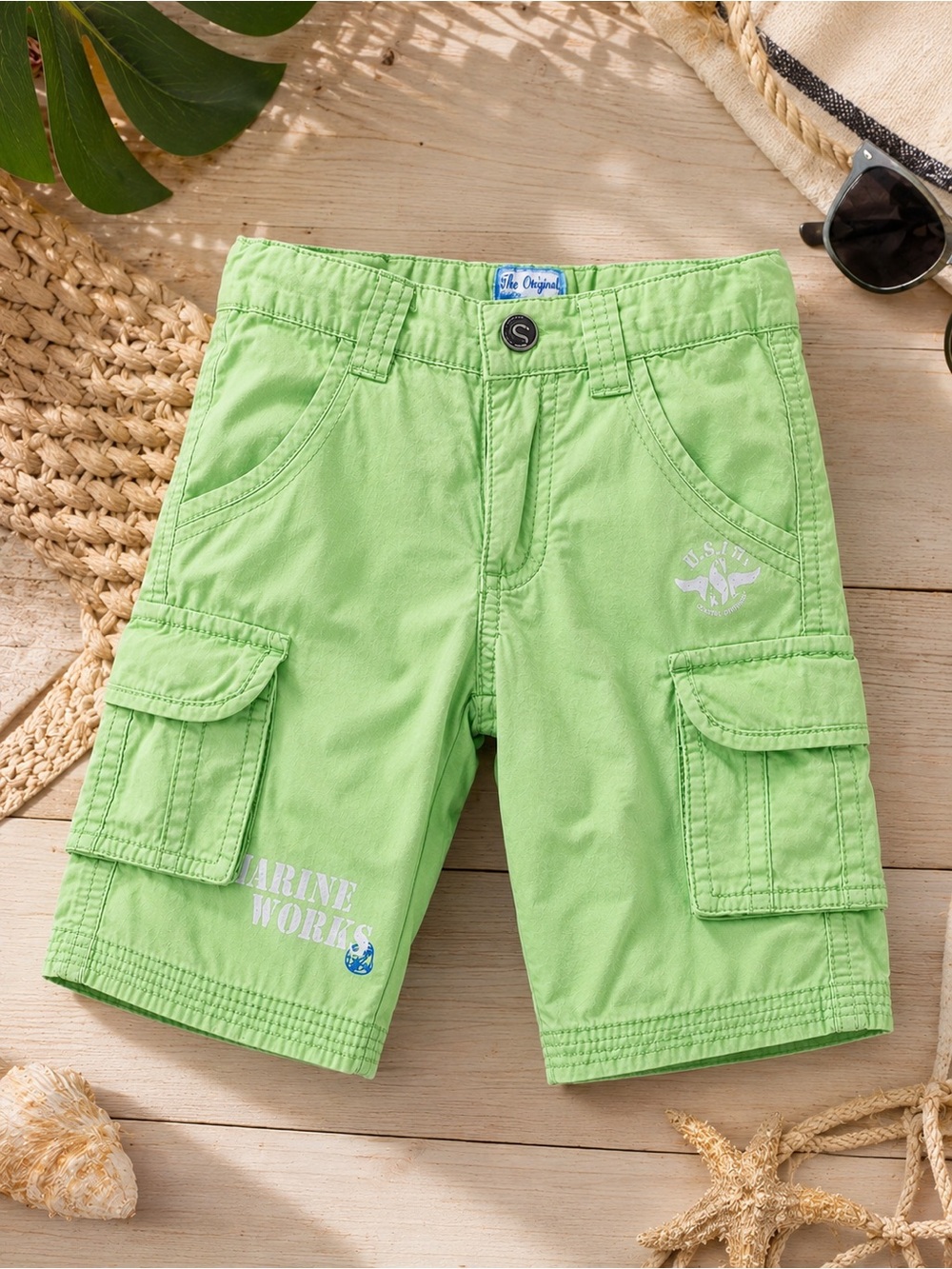 Kids 2T-3T Lime Green Cargo Shorts